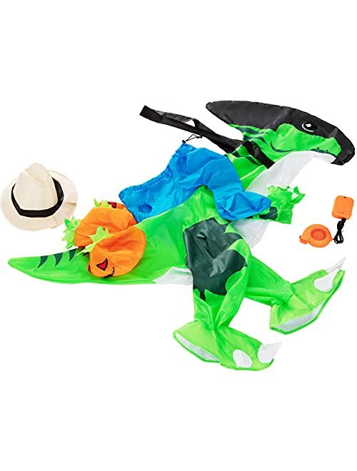 Halloween Inflatable Dinosaur Costume for Kids, Riding a Dinosaur Blow up Costume for Halloween Party Cosplay Dress ups-Boys Girls Child