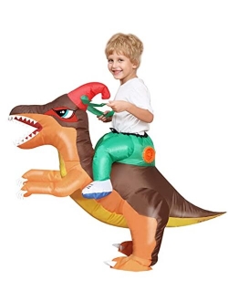 Camlinbo Child's Inflatable Dinosaur Costume Boys Corythosaurus Rider Halloween Party Blow up Costume Kids 4-10 Y