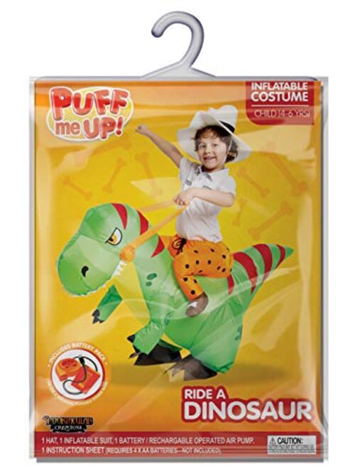 Spooktacular Creations Inflatable Costume Dinosaur Riding a T-Rex Air Blow-up Deluxe Halloween Costume - Child/Adult