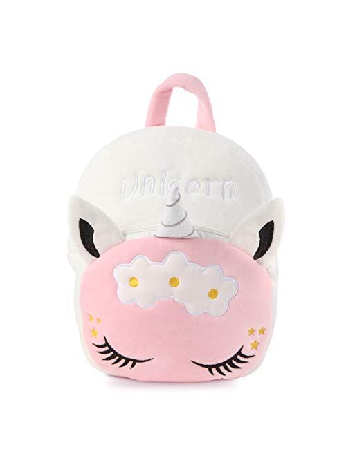 Mloovnemo Kids Unicorn Plush Toddler Travel Preschool Shoulder Backpack for 1-5 Year Old Kindergarten Girls Gift (Rose Unicorn)