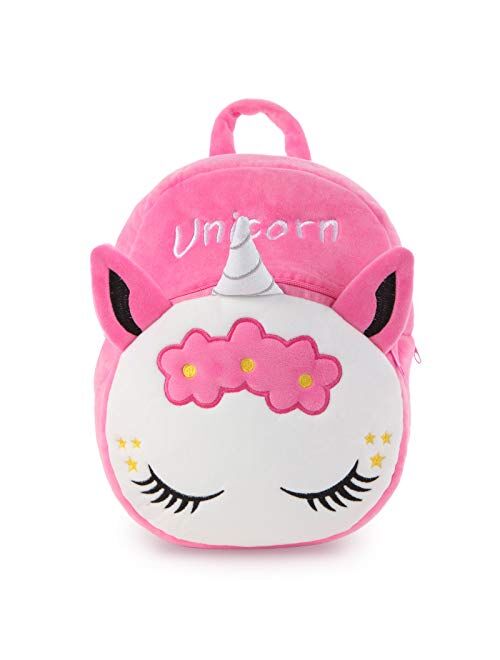 Mloovnemo Kids Unicorn Plush Toddler Travel Preschool Shoulder Backpack for 1-5 Year Old Kindergarten Girls Gift (Rose Unicorn)