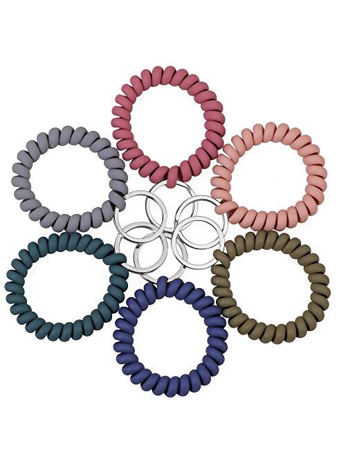 LGEGE 6PCS Stretchable Wristband Wristlet Keychain Wrist Key Chain Wristlet,Spring Flexible Spiral Wrist Coil ​Wrist Band Bracelet Key Holder Key Ring for Sauna Gym Pool 