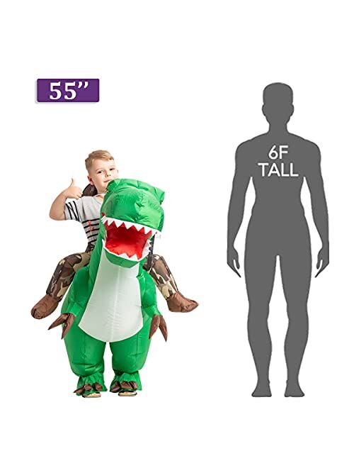 GOOSH Inflatable Costume for Kids, Halloween Costumes Boys Girls Dinosaur Rider, Blow Up Costume for Unisex Godzilla Toy