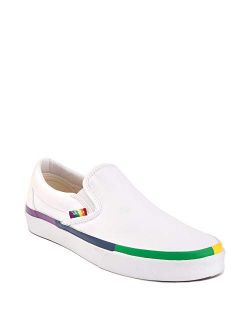 Unisex Slip-On Rainbow Foxing Skate Shoes White Canvas Fashion Sneaker