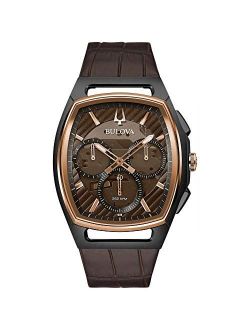 CURV Chronograph Brown Leather Strap Watch 98A264