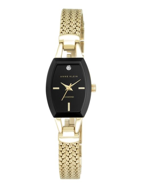 Anne Klein Women's Black Gold-Tone Mesh Bracelet Watch 19mm AK-2184BKGB