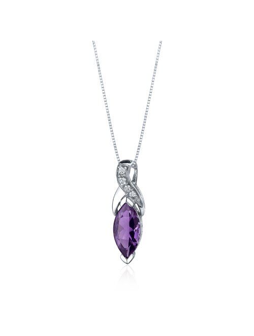 Amethyst Pendant Necklace Sterling Silver Marquise Shape 1.50 Carats