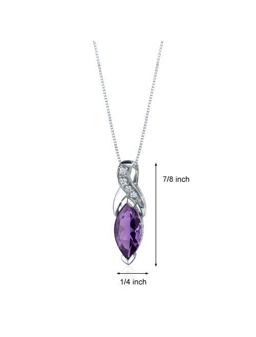 Amethyst Pendant Necklace Sterling Silver Marquise Shape 1.50 Carats