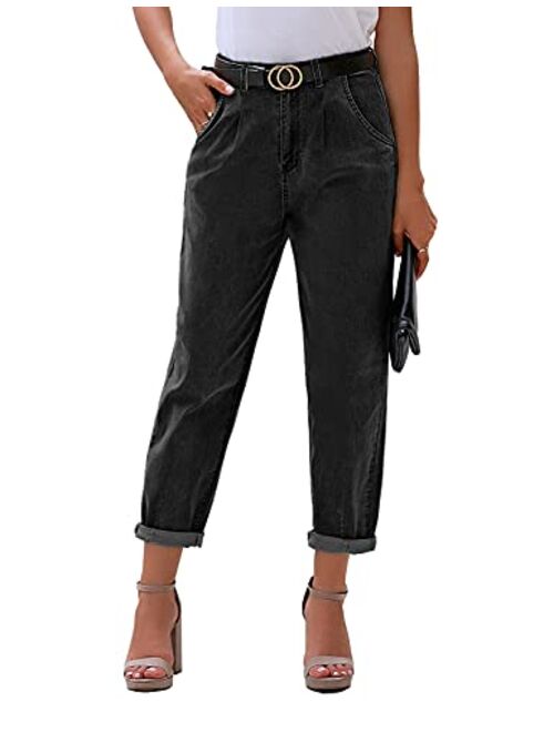 luvamia Women's Classic High Waist Stretch Loose Balloon Tapered Jeans Mom Jeans