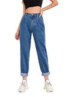 Women's High Waisted Straight Leg Mom Jeans