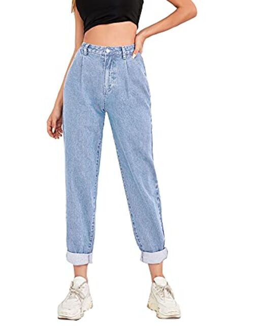 Floerns Women's High Waisted Straight Leg Mom Jeans