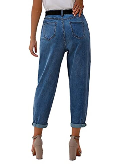 Utyful Women's High Rise Stretchy Classic Balloon Leg Tapered Denim Jean