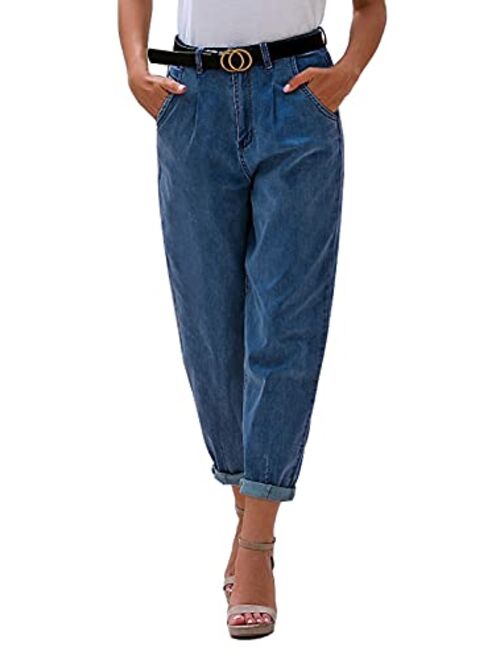 Utyful Women's High Rise Stretchy Classic Balloon Leg Tapered Denim Jean