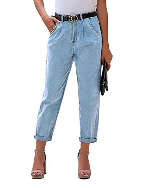 Utyful Women's High Rise Stretchy Classic Balloon Leg Tapered Denim Jean