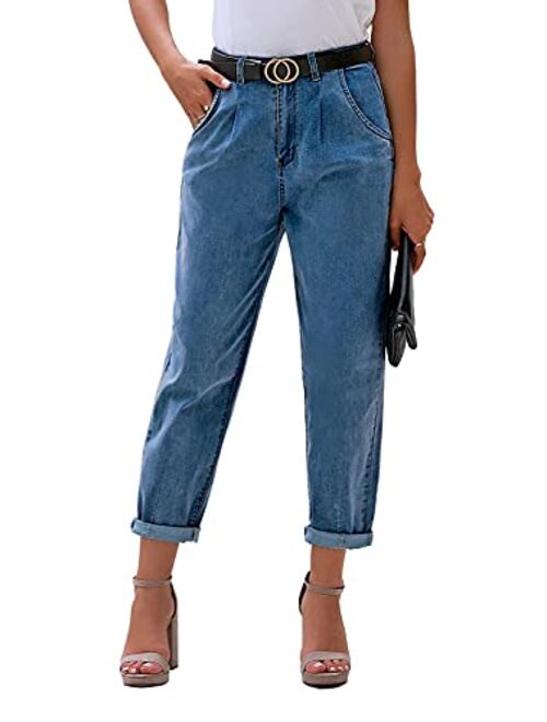 Utyful Women's High Rise Stretchy Classic Balloon Leg Tapered Denim Jean