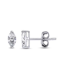 AFFY Sparkling White Cubic Zirconia Marquise Frame Stud Earrings in 14k Gold Over Sterling Silver