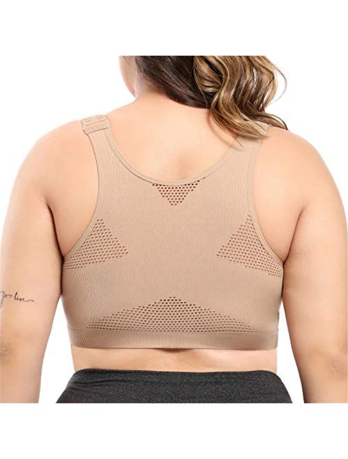 Upgrade Women Post-Surgery Front Closure Brassiere Sports Recovery Bra with Removable Padded