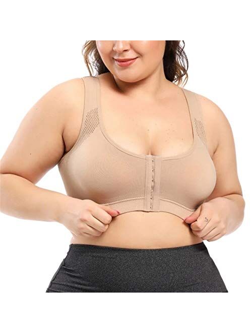 Upgrade Women Post-Surgery Front Closure Brassiere Sports Recovery Bra with Removable Padded