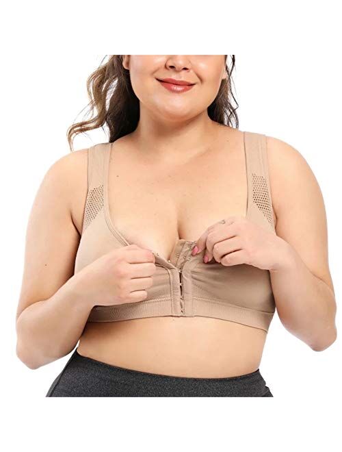 Upgrade Women Post-Surgery Front Closure Brassiere Sports Recovery Bra with Removable Padded