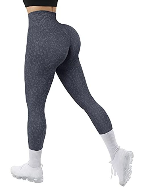 MOOSLOVER Women Leopard Scrunch Butt Lifting Leggings Seamless High Waisted Yoga Pants