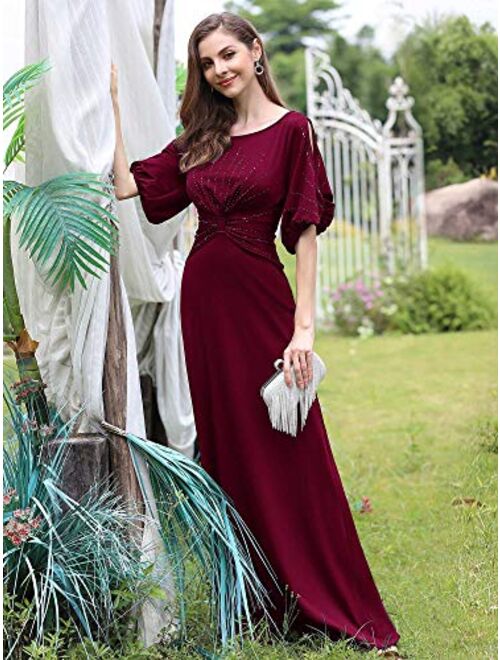 Ever-Pretty Women's Round Neck Bodycon Mermaid Beading Long Formal Dress 0544