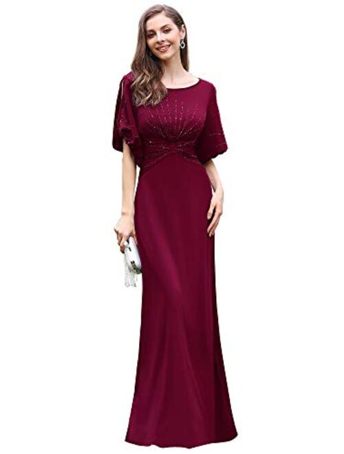 Ever-Pretty Women's Round Neck Bodycon Mermaid Beading Long Formal Dress 0544