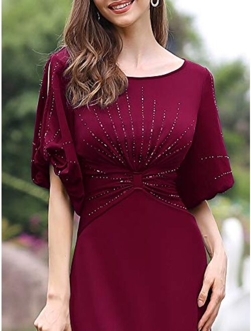 Ever-Pretty Women's Round Neck Bodycon Mermaid Beading Long Formal Dress 0544