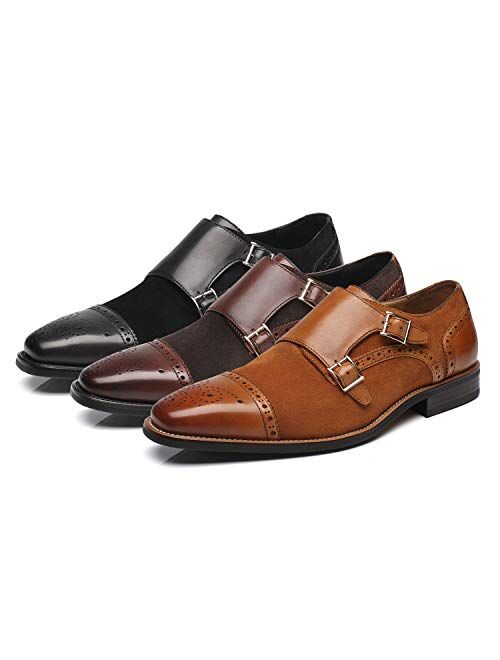 Buy La Milano Mens Suede Leather Dress Shoes Double Monk Strap Cap Toe Slip On Loafer Oxford 6398