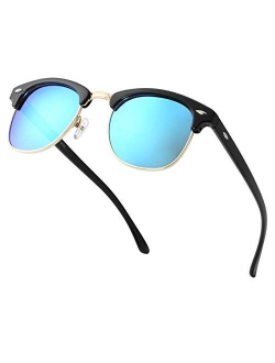 Retro Semi-Rimless Polarized Sunglasses for Men Women Driving Sun glasses 100% UV Blocking