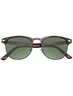 Emblem Eyewear - Premium Half Frame Horn Rimmed Sunglasses Metal Rivets