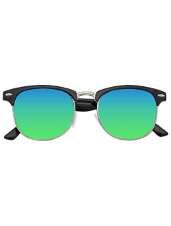 Emblem Eyewear - Premium Half Frame Horn Rimmed Sunglasses Metal Rivets