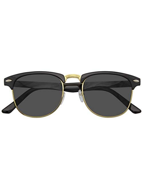 Emblem Eyewear - Vintage Inspired Classic Half Frame Horned Rim Sunglasses