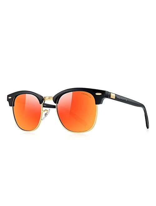 MERRY'S Polarized Sunglasses for Men Women Semi Rimless Retro Brand Sun Glasses S8054