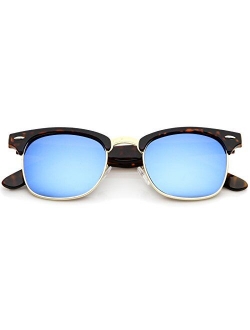 zeroUV - Half Frame Semi Rimless Sunglasses for Men Women with Colored Mirror Lens 50mm