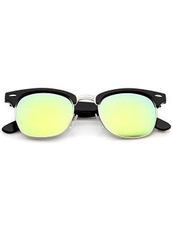 zeroUV - Half Frame Semi Rimless Sunglasses for Men Women with Colored Mirror Lens 50mm