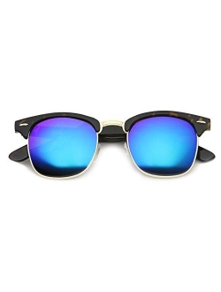 zeroUV - Half Frame Semi Rimless Sunglasses for Men Women with Colored Mirror Lens 50mm