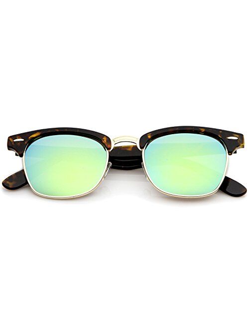 zeroUV - Half Frame Semi Rimless Sunglasses for Men Women with Colored Mirror Lens 50mm