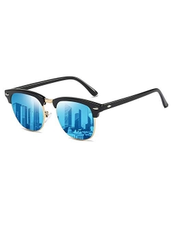 Polarized Sunglasses Classic Semi-Rimless Frame Retro Brand Sunglasses for Men and Women UV 400 Protection