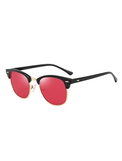 Polarized Sunglasses Classic Semi-Rimless Frame Retro Brand Sunglasses for Men and Women UV 400 Protection