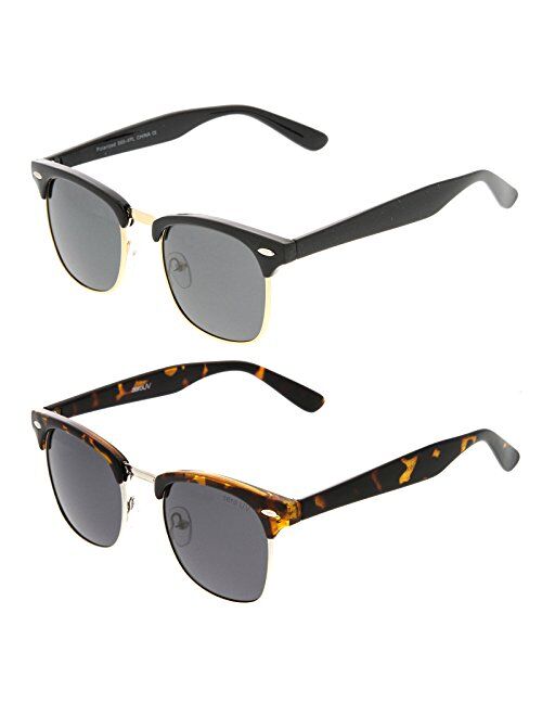 Polarized Lens Classic Half Frame Horn Rimmed Sunglasses 50mm