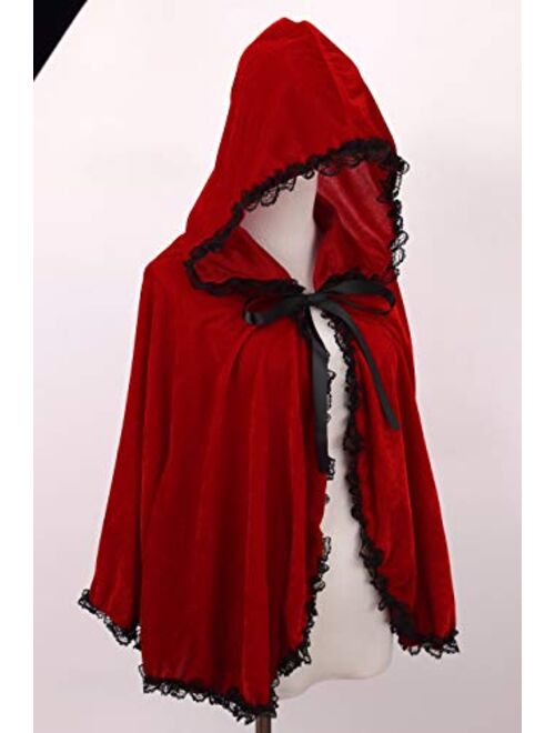 Colorful House Velvet Red Riding Hooded Cape Halloween Christmas Cloak