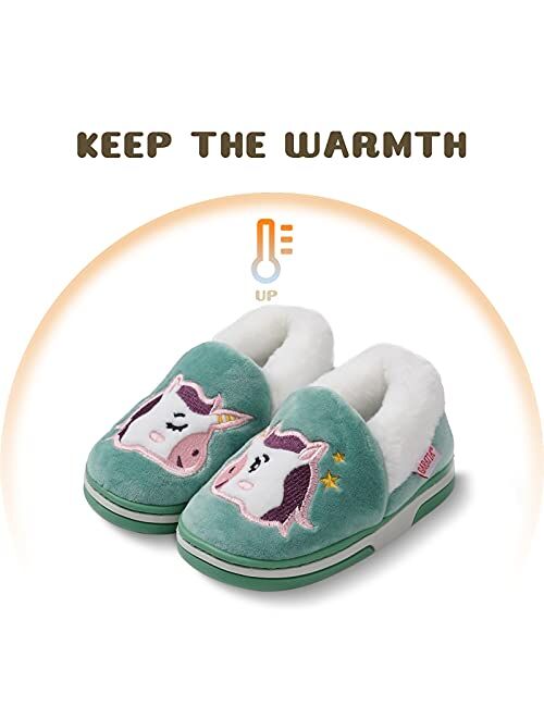 Toddler Slippers Girls Warm Cute Cartoon Slippers Booties Kids Boys Plush Fur Indoor House Home Shoes