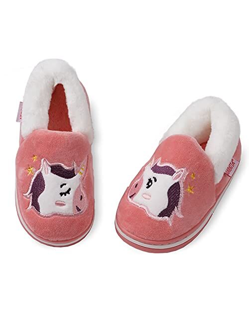 Toddler Slippers Girls Warm Cute Cartoon Slippers Booties Kids Boys Plush Fur Indoor House Home Shoes