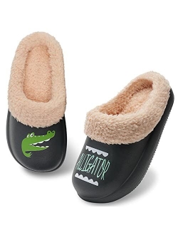 YALOX Boys-Girls-Slippers Soft Warm Kids-House-Bedroom-Shoes Plush Lined Lightweight-Non-Slip Cotton Slippers Garden-Shoes-Indoor-Outdoor