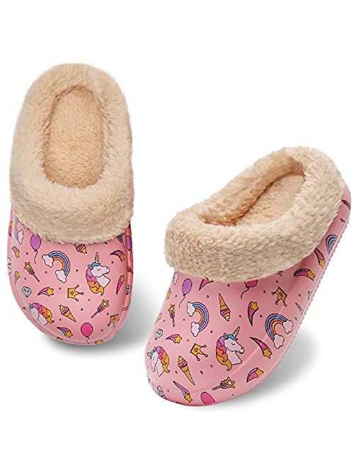 YALOX Boys-Girls-Slippers Soft Warm Kids-House-Bedroom-Shoes Plush Lined Lightweight-Non-Slip Cotton Slippers Garden-Shoes-Indoor-Outdoor