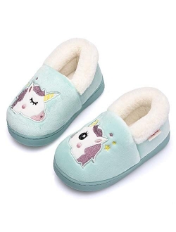 Holynissl Boys Girls Slippers Warm Fur House Slippers for Kids Non Slip Toddler Cute Home Slipper