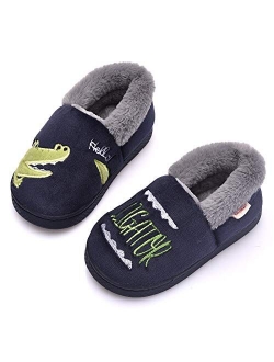 Holynissl Boys Girls Slippers Warm Fur House Slippers for Kids Non Slip Toddler Cute Home Slipper