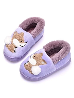 Holynissl Boys Girls Slippers Warm Fur House Slippers for Kids Non Slip Toddler Cute Home Slipper