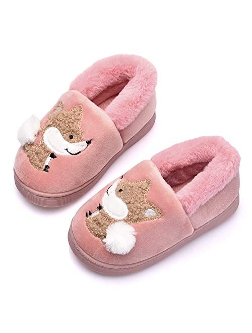 Holynissl Boys Girls Slippers Warm Fur House Slippers for Kids Non Slip Toddler Cute Home Slipper