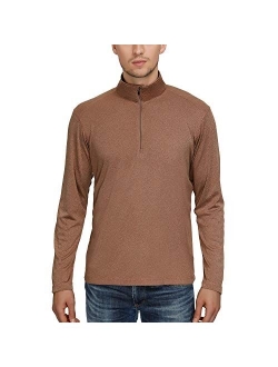 MOHEEN Men's Long Sleeve Moisture Wicking Performance Solid Golf Polo Shirt with Pocket